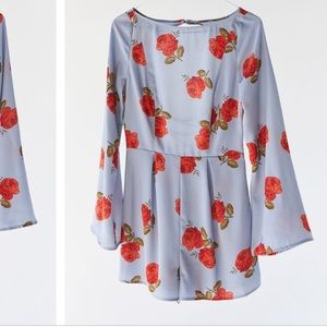 Heaven Floral Lace-Up-Back Romper